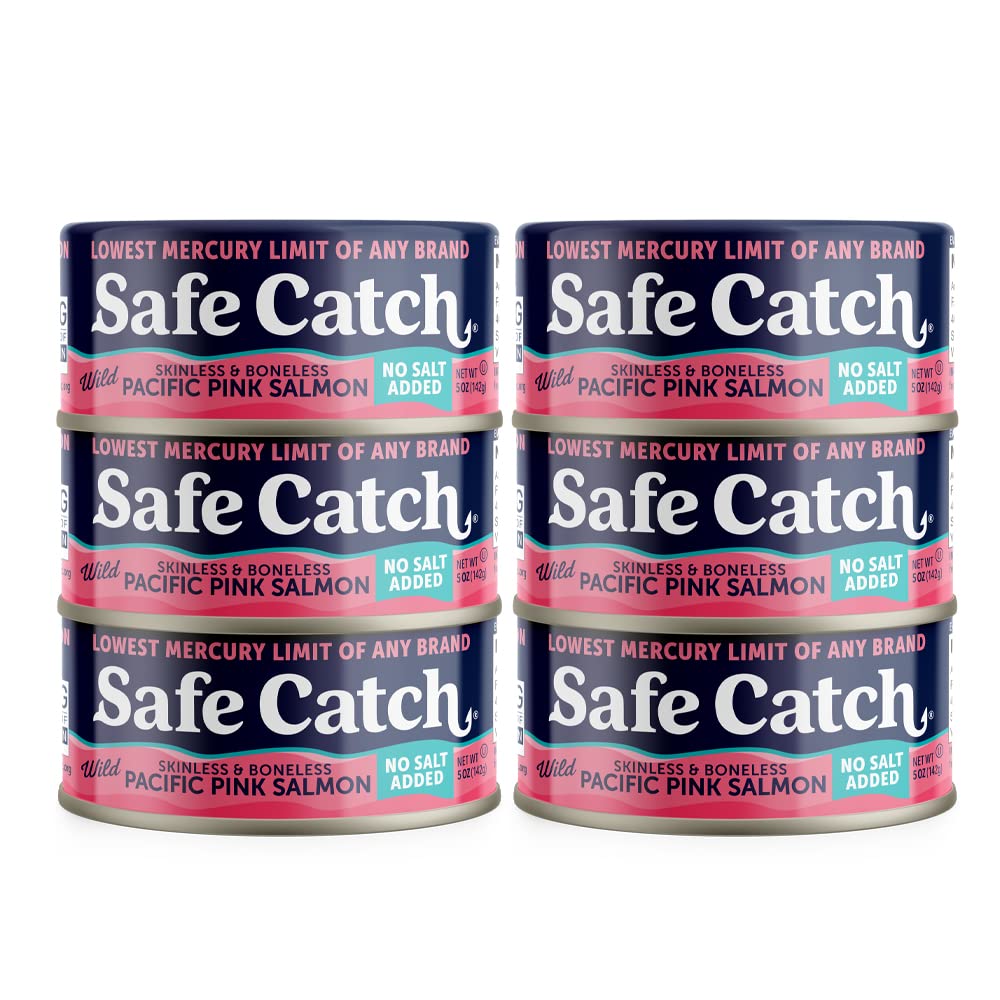 Safe Catch Wild Pacific Pink Salmon Canned Wild-Caught No Salt Added Skinless Boneless Salmon Fish Mercury Tested Kosher